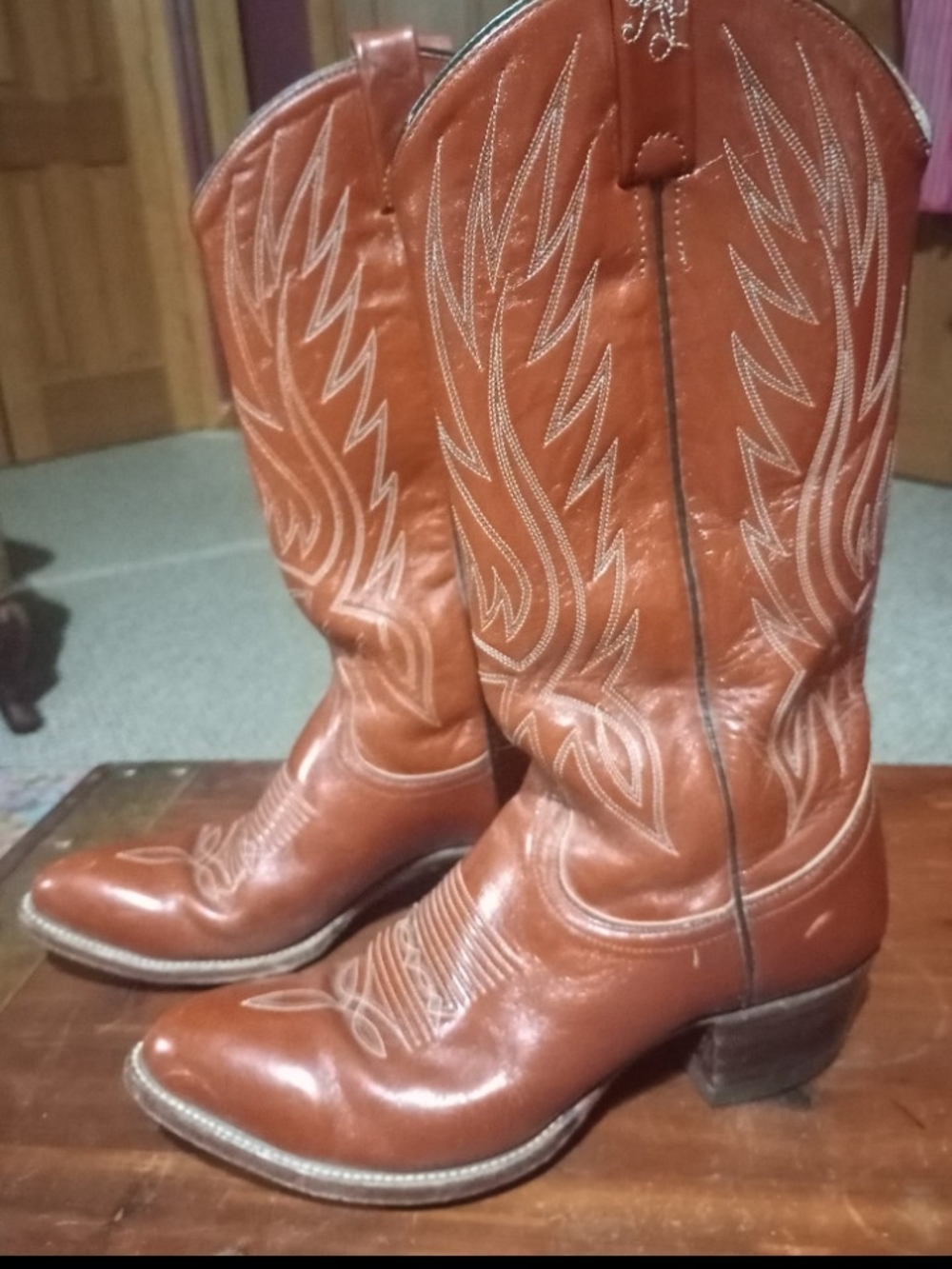 Vintage Ralph Lauren Brown Leather Western Cowboy Boots - Rare Find!  Size 7